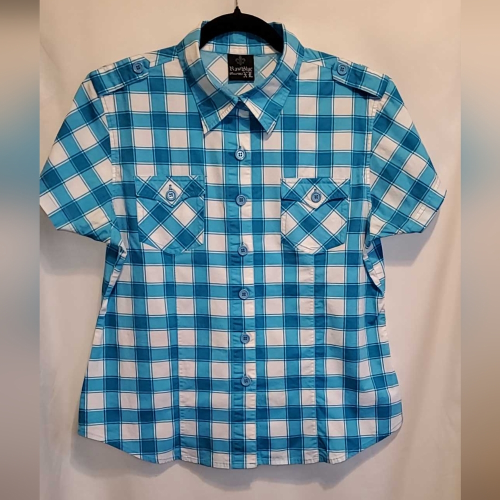 Stylish Blue Plaid Button Down Shirt